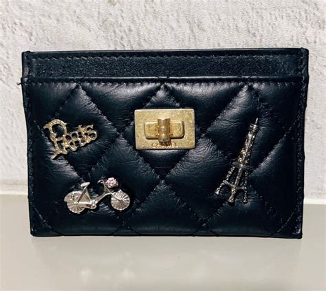 chanel aged calfskin lucky charms reissue card holder black|Chanel Black Quilted Aged Calfskin Lucky Charms Reissue Card .